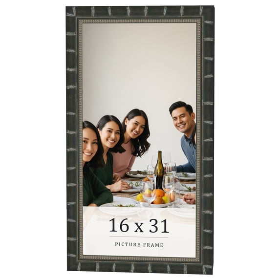 16x31 Frame Black Bamboo Solid Wood Picture Frame Width 1.5 Inches | Interior Frame Depth 0.5