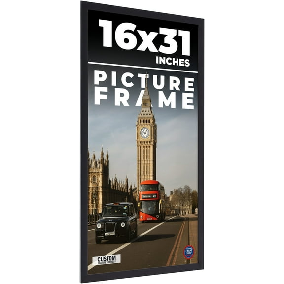 16x31 Frame Black Real Wood Picture Frame Width 0.75 inches | Interior Frame Depth 0.5 inches |