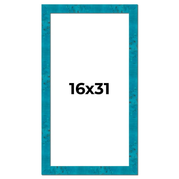 16x31 Frame Blue Teal Burl Wood Picture Frame | 1.75 Inch Moulding Width | Interior Frame Depth 0.5