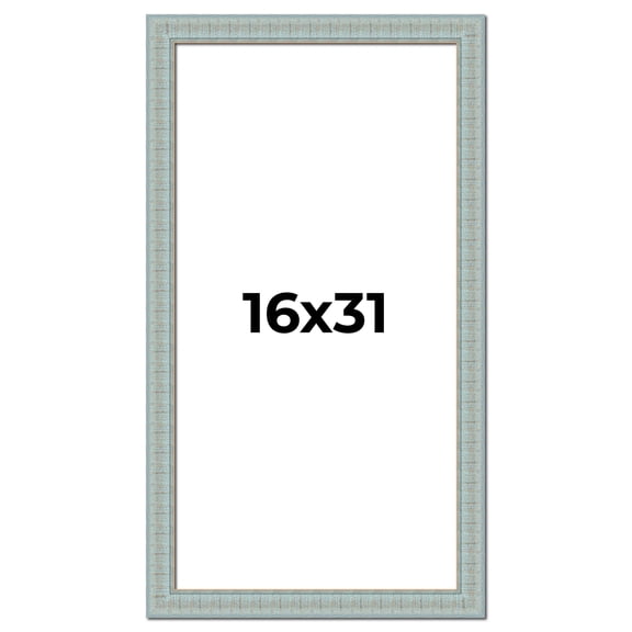 16x31 Frame Blue Teal Distressed Solid Wood Picture Frame | 1.625 Inch Moulding Width | Sonoma Blue