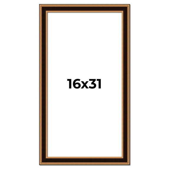 16x31 Frame Gold Brown Plein Air Vintage Solid Wood Picture Frame | 1.75 Inches Moulding Width |