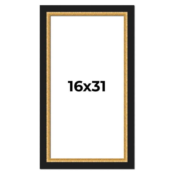 16x31 Frame Gold Real Wood Picture Frame Width 2.25 Inches | Interior Frame Depth 0.5 Inches |
