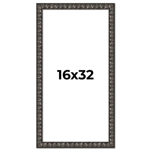 16x32 Frame Black-Brown Medieval Solid Wood Picture Frame | 1.5 Inch Moulding Width | Gotham