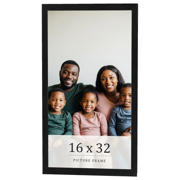 16x32 Frame Black Charcoal Grey Wood Textured Picture Frame | 0.75 Inch Moulding Width | Gunmetal