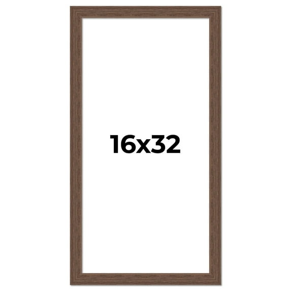 16x32 Frame Brown Farmhouse Solid Wood Picture Frame Width 1.5 Inches | Interior Frame Depth 0.5