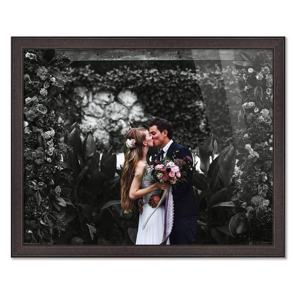 16x32 Frame Brown Picture Frame - Complete Modern Photo Frame Includes UV Acrylic Shatter Guard Front, Acid Free