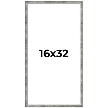 16x32 Frame Silver Grey Distressed Solid Wood Picture Frame | 0.75 Inch Moulding Width | Interior