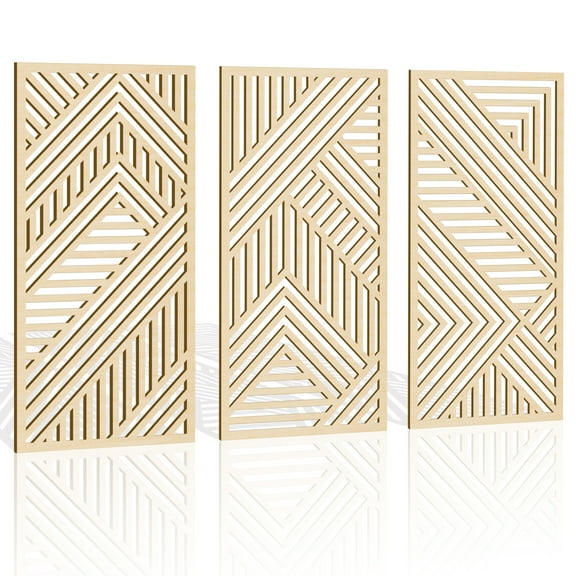 16x32 Inch Boho Wood wall art,Geometric wood wall decor set of 3 wooden modern home decor for living room bedroom and office.
