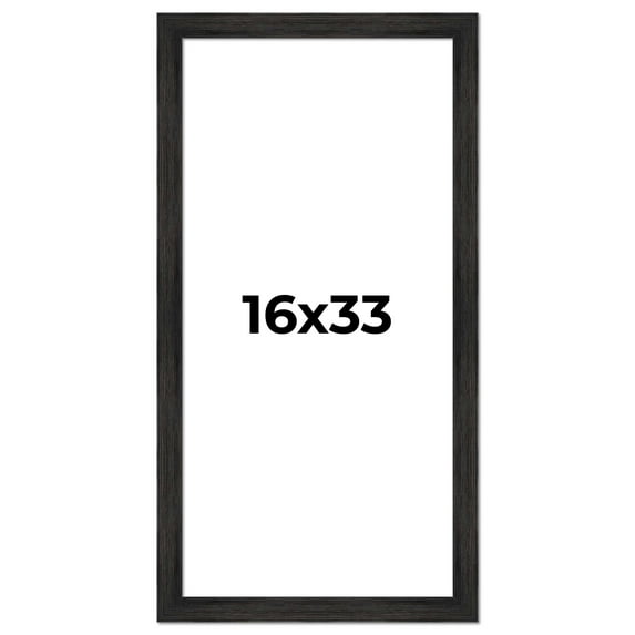 16x33 Frame Black Rustic Barnwood Solid Wood Picture Frame | 1.5 Inch Moulding Width | Includes UV