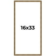 thumbnail image 1 of 16x33 Frame Gold Solid Wood Picture Frame - Complete Modern Photo Frame Includes UV Acrylic, 1 of 8