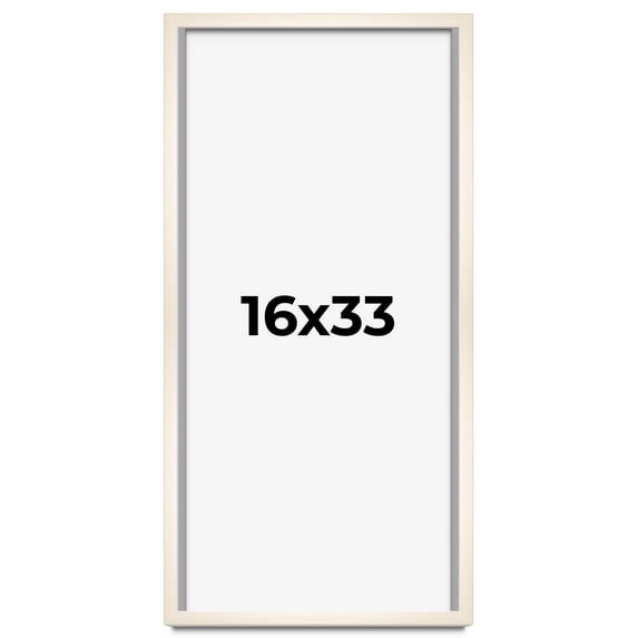 16x33 Frame White Wash Solid Wood Picture Frame | 0.75 Inch Moulding Width | Includes UV Acrylic