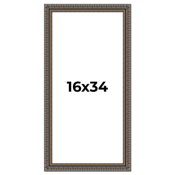 16x34 Frame Black Feather Payton Ornate Solid Wood Picture Frame Width 1.75 Inches | Interior Depth