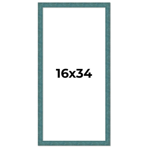 16x34 Frame Blue Rustic Barnwood Solid Wood Picture Frame Width 1.25 Inches | Interior Depth 0.5