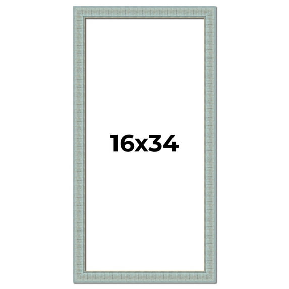 16x34 Frame Blue Teal Distressed Solid Wood Picture Frame | 1.625 Inch Moulding Width | Sonoma Blue