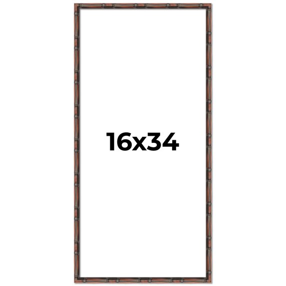 16x34 Frame Brown Bamboo with Dark Coffee/Walnut Finish | Solid Wood Picture Frame Width 0.75