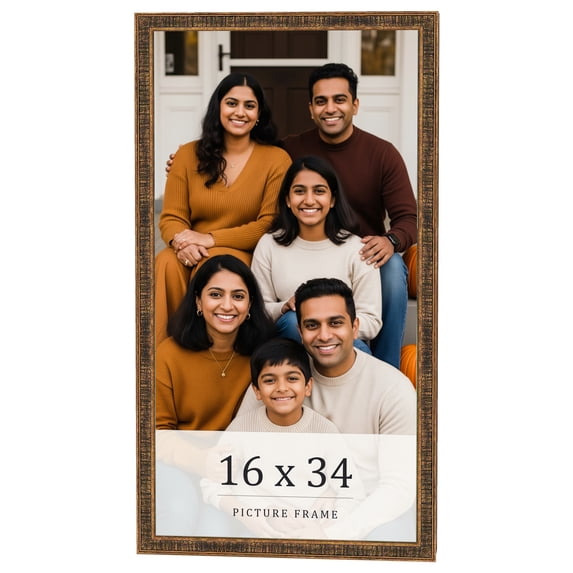 16x34 Frame Gold Kingsley Distressed Solid Wood Picture Frame Width 0.75 Inches | Interior Frame