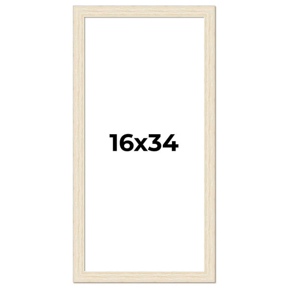 16x34 Frame White Barnwood Picture Frame - Modern Photo Frame Includes UV Acrylic Shatter Guard
