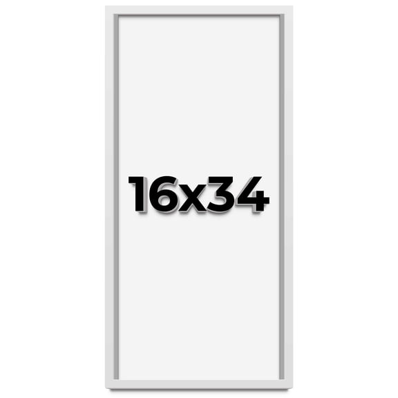 16x34 Shadow Box Frame White | 1 Inches Deep Real Wood Contemporary Shadowbox Display Frame | UV