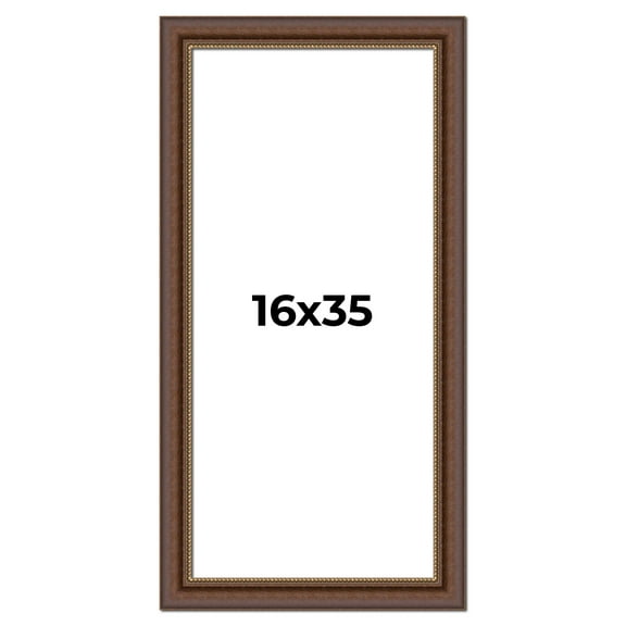 16x35 Copper and Brown Real Wood Picture Frame Width 2 inches | Interior Frame Depth 0.5 inches |