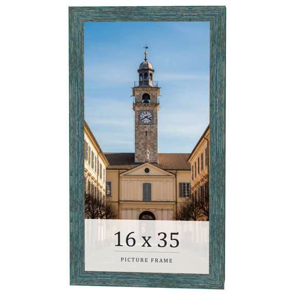 16x35 Frame Blue Rustic Barnwood Solid Wood Picture Frame Width 1.25 Inches | Interior Depth 0.5