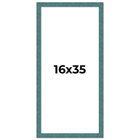 16x35 Frame Blue Rustic Barnwood Solid Wood Picture Frame Width 1.25 Inches | Interior Depth 0.5