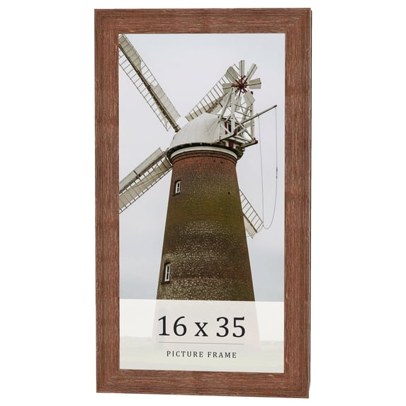 16x35 Frame Brown Farmhouse Solid Wood Picture Frame Width 1.5 Inches | Interior Frame Depth 0.5