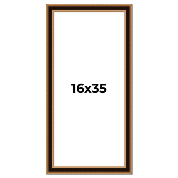 16x35 Frame Gold Brown Plein Air Vintage Solid Wood Picture Frame | 1.75 Inches Moulding Width |