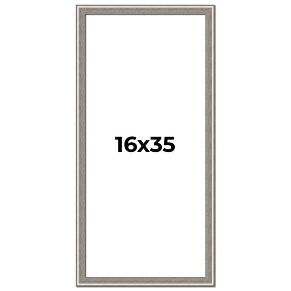 16x35 Frame Grey Real Wood Picture Frame Width 1.25 inches | Interior Frame Depth 0.5 inches | Hans