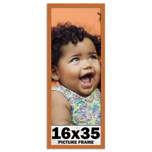 16x35 Frame Honey Pecan Brown Picture Frame - Modern Photo Frame Includes UV Acrylic Shatter Guard
