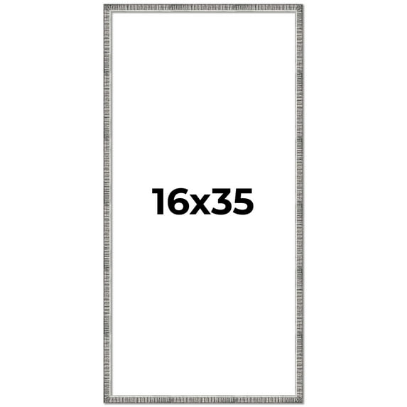 16x35 Frame Silver Picture Frame - Complete Modern Photo Frame Includes UV Acrylic Shatter Guard