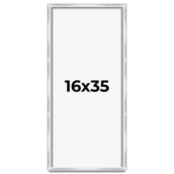 16x35 Frame Silver Whitewashed Wood Grain Solid Wood Shadow Box | 0.75 Inch Moulding Width | 0.75