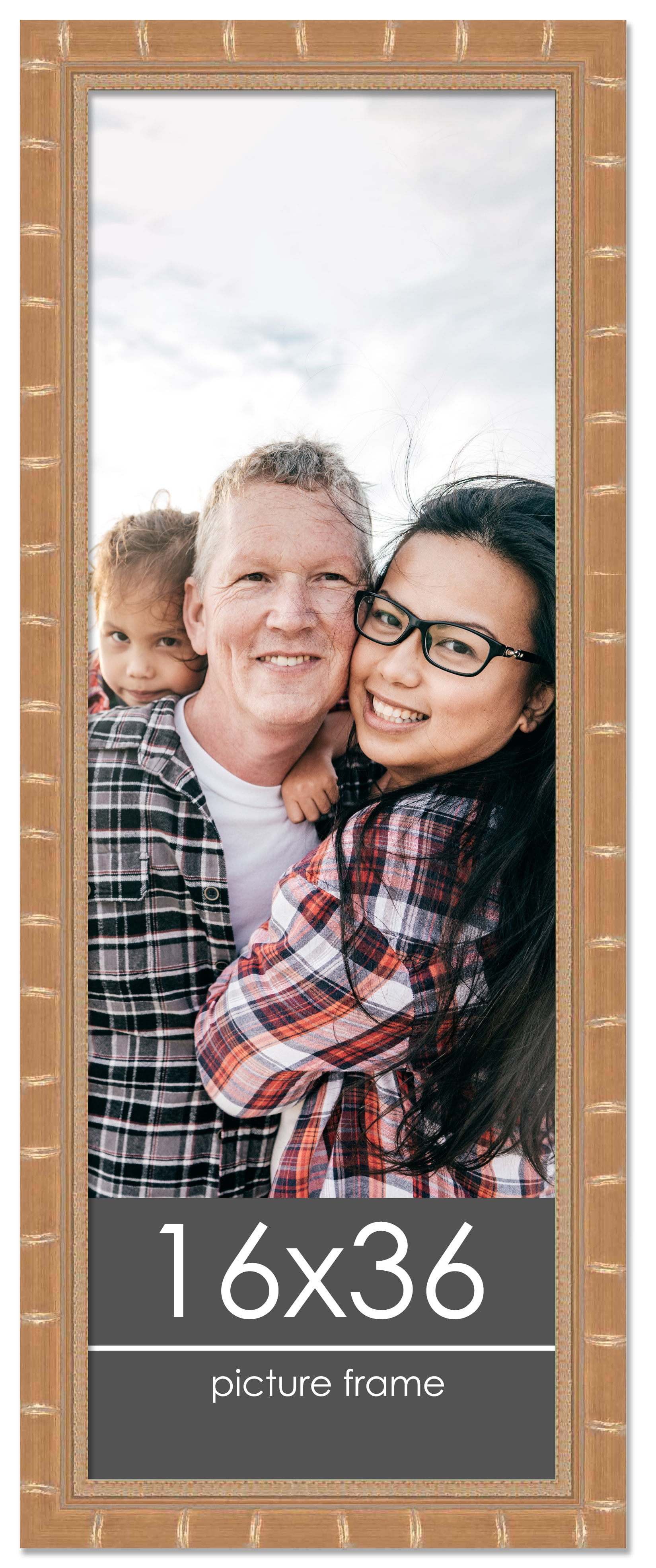 16x36 Gold Modern Bamboo Picture Frame - UV Acrylic, Foam Board Backing ...