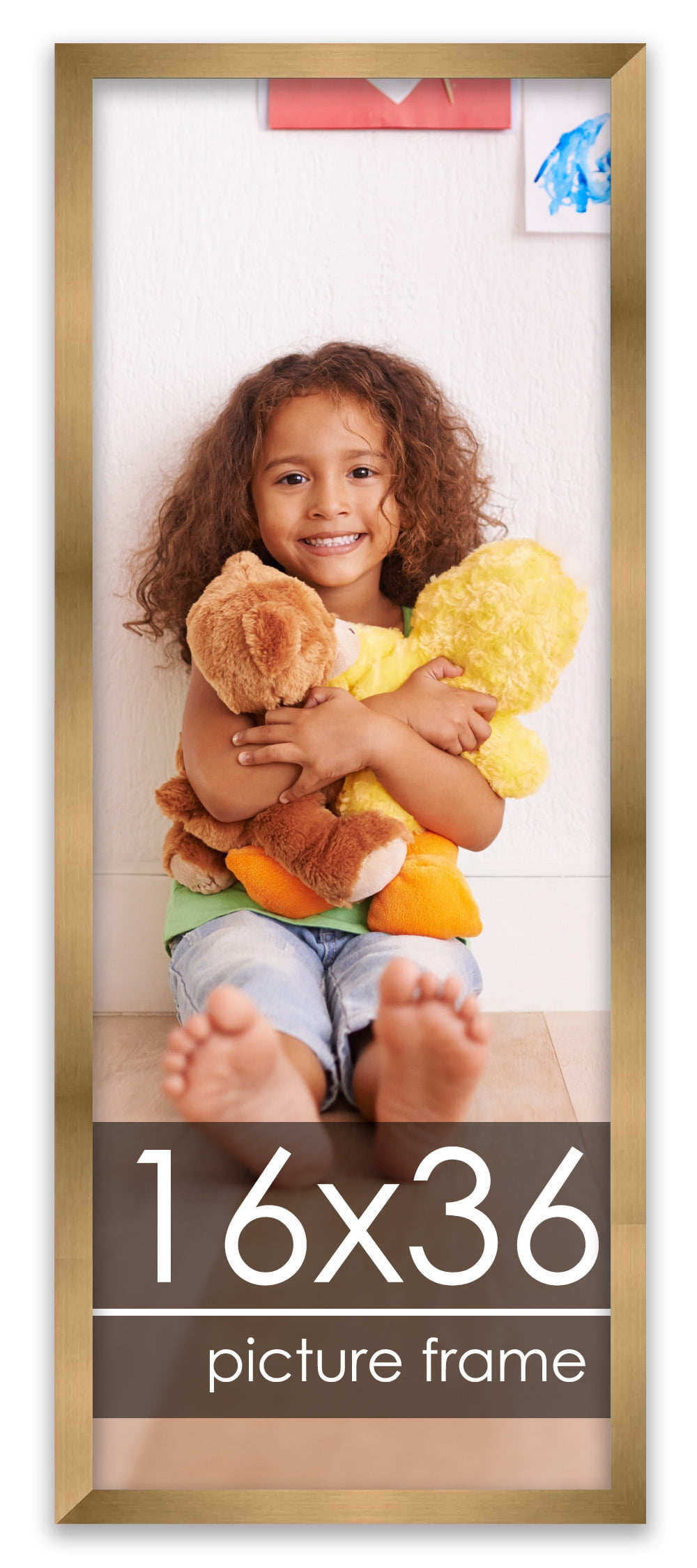 16x36 Gold Bronze Wood Panoramic Frame - UV Acrylic, Foam Board Backing ...