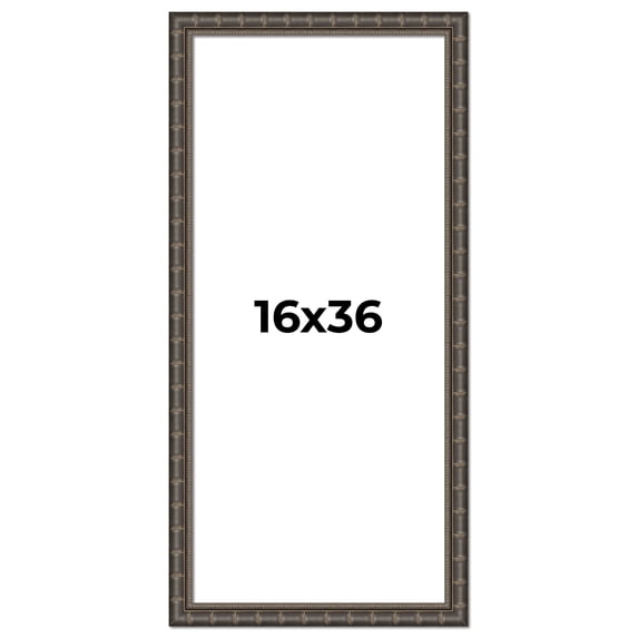 16x36 Frame Black Bamboo Solid Wood Picture Frame Width 1.5 Inches | Interior Frame Depth 0.5