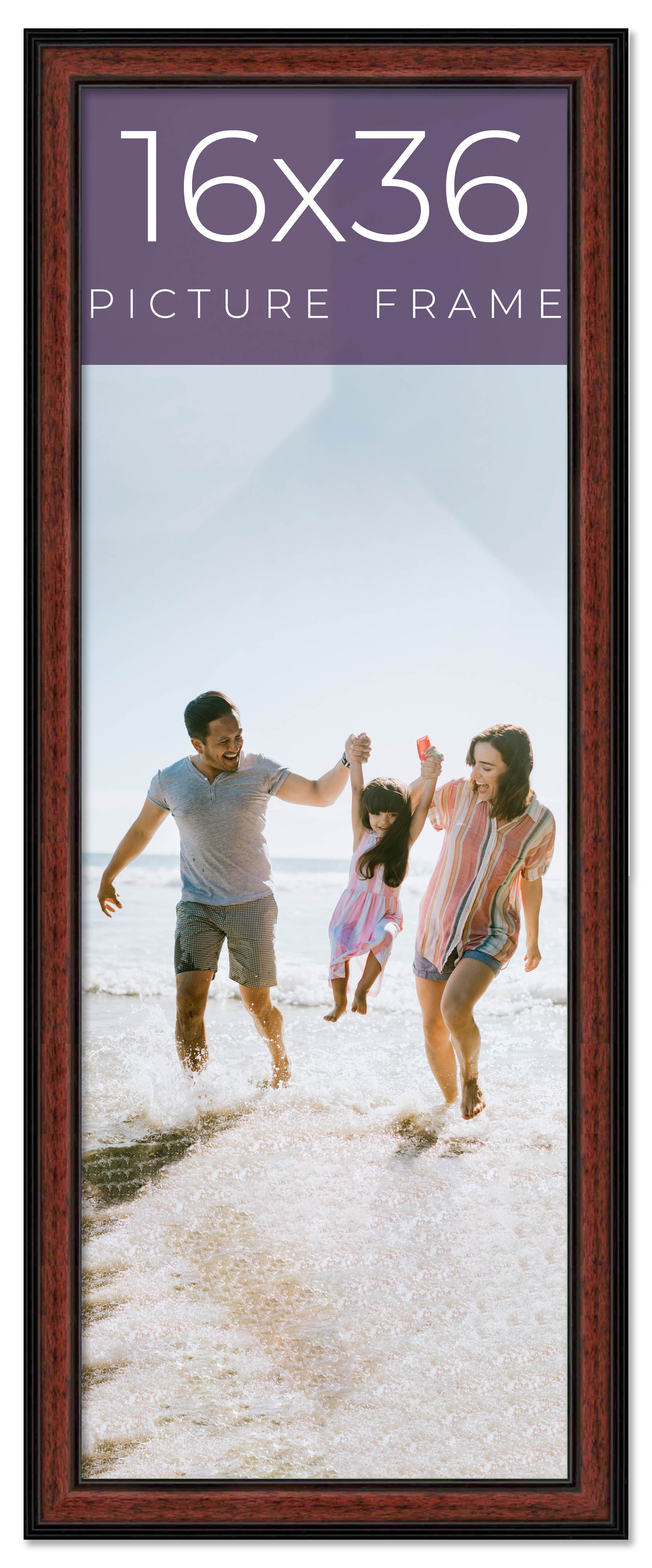 16x36 Frame Executive Brown Round Mahogany Finish Solid Wood Picture ...