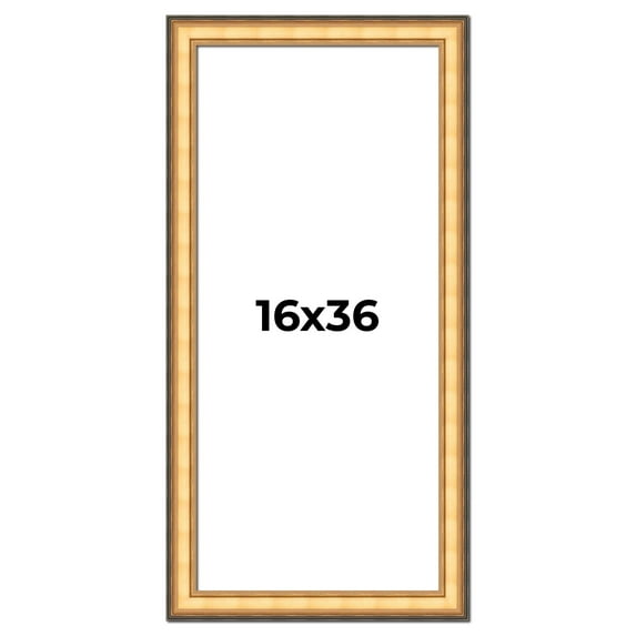 16x36 Frame Gold Plein Aire Solid Wood Picture Frame Width 2 Inches | Interior Frame Depth 0.5