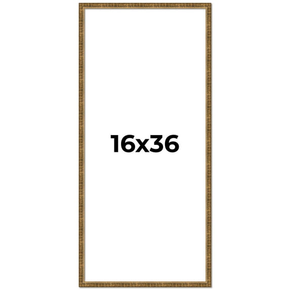 16x36 Frame Gold Solid Wood Picture Frame - Complete Modern Photo Frame Includes UV Acrylic