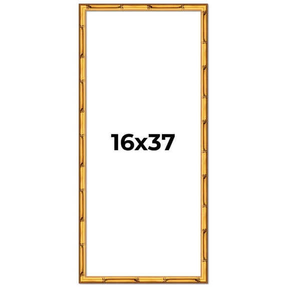 16x37 Frame Gold Bamboo Solid Wood Picture Frame | 1 Inch Moulding Width | Interior Frame Depth