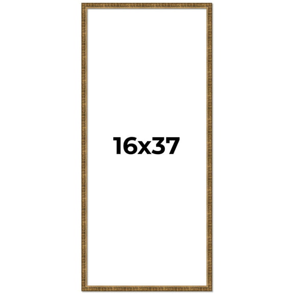 16x37 Frame Gold Kingsley Distressed Solid Wood Picture Frame Width 0.75 Inches | Interior Frame