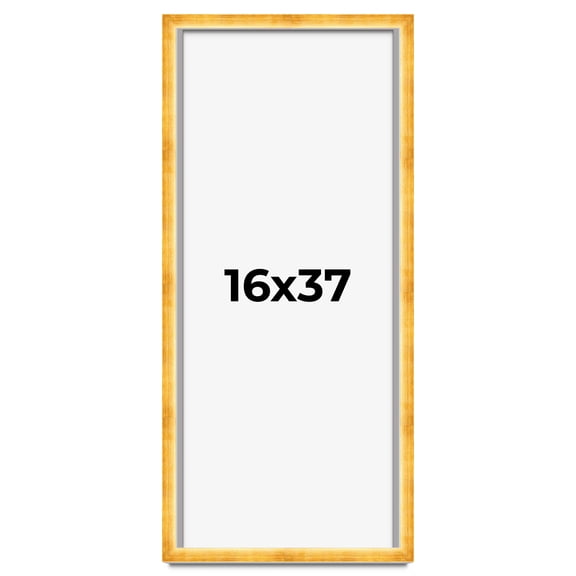 16x37 Shadow Box Frame Gold | 1.625 Inches Deep Real Wood Traditional Shadowbox Display Frame | UV