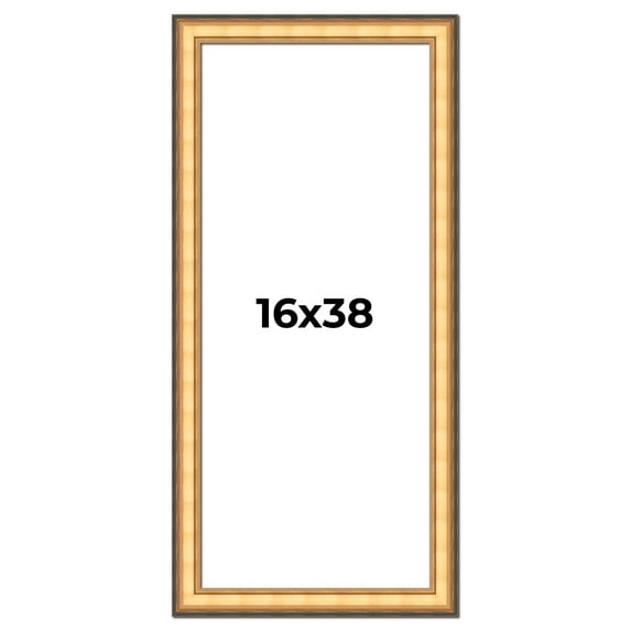 16x38 Frame Gold Plein Aire Solid Wood Picture Frame Width 2 Inches | Interior Frame Depth 0.5