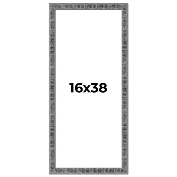 16x38 Frame Silver Black Rustic Sonoma Solid Wood Picture Frame | 1.5 Inch Moulding Width |