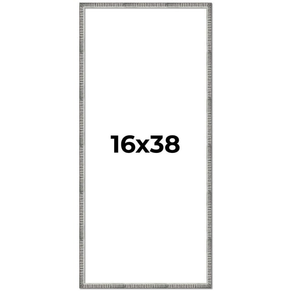 16x38 Frame Silver Picture Frame - Complete Modern Photo Frame Includes UV Acrylic Shatter Guard
