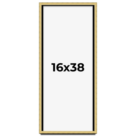 16x38 Shadow Box Frame Gold | 1.375 Inches Deep Real Wood Contemporary Shadowbox Display Frame | UV