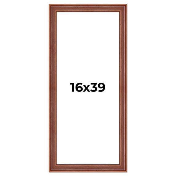 16x39 Frame Brown Old Farmhouse Waxed Board 2" Wide Wood Frame Width 2 Inches | Interior Depth 0.5