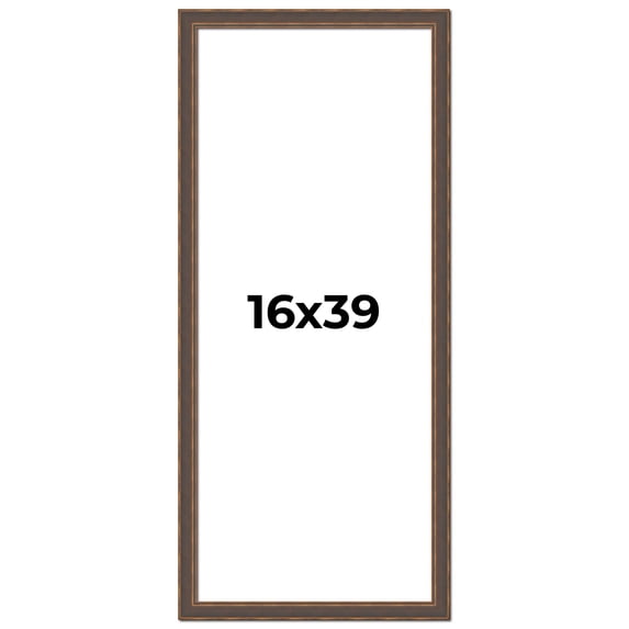 16x39 Frame Golden Caramel Solid Wood Bronze Picture Frame | 1.25 Inch Moulding Width | 0.5 Inch