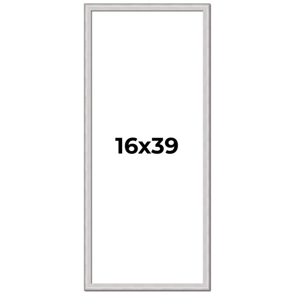 16x39 Frame Silver Inner Slope Bevel Picture Frame | 1 Inch Moulding Width | 0.75 Inch Rabbet Depth
