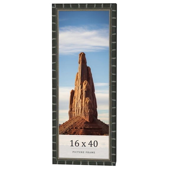 16x40 Frame Black Bamboo Solid Wood Picture Frame Width 1.5 Inches | Interior Frame Depth 0.5
