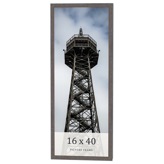 16x40 Frame Blue Kingsley Pewter Solid Wood Picture Frame Width 0.75 Inches |Interior Depth 0.5