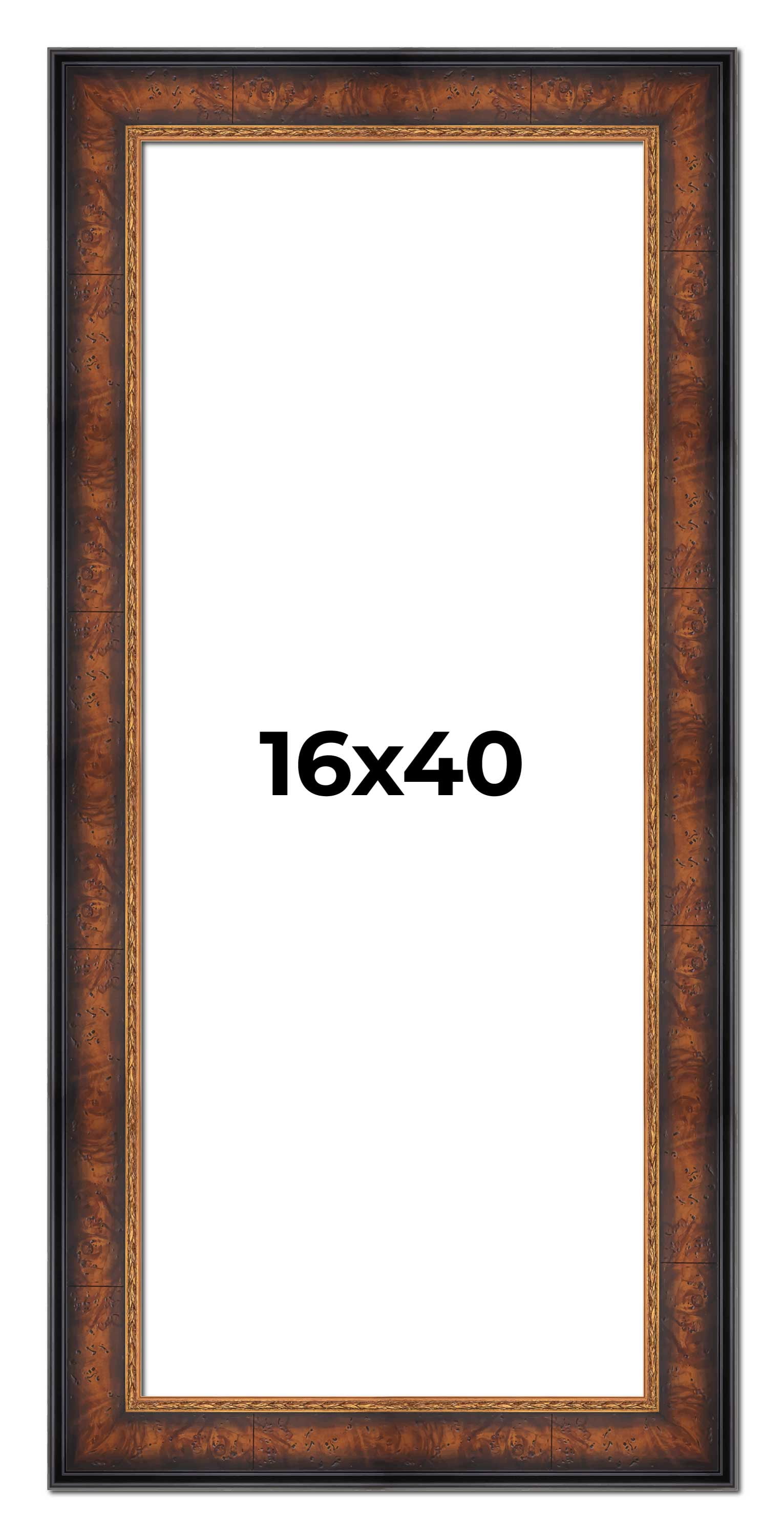 16x40 Frame Brown Walnut Gold Ornate Trim Solid Wood Plein Air Picture ...